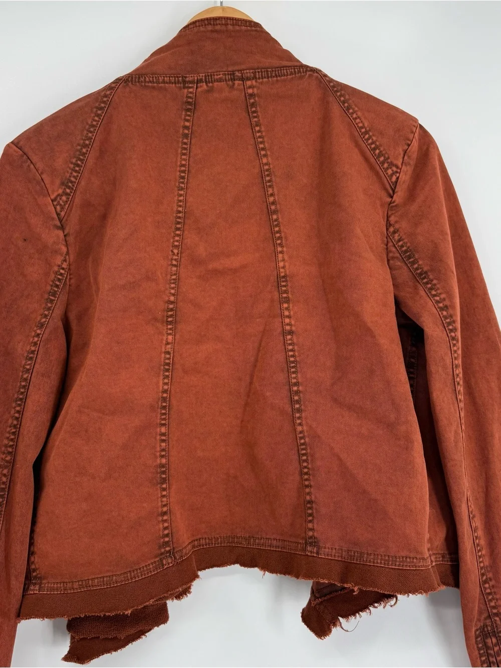 FREE PEOPLE Boho Collapsing Twill Raw Edge Hanna Jacket Rustic Size M Snap